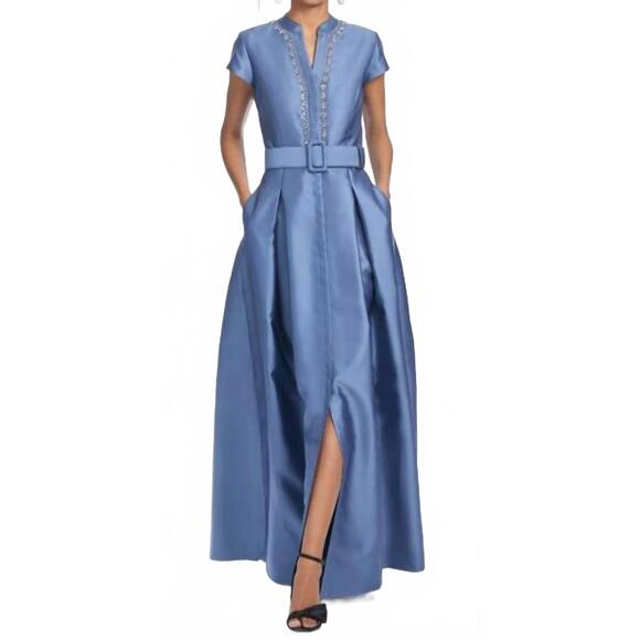 NEW SACHIN & BABI marta gown with crystals and belt in twilight - Picture 5 of 5